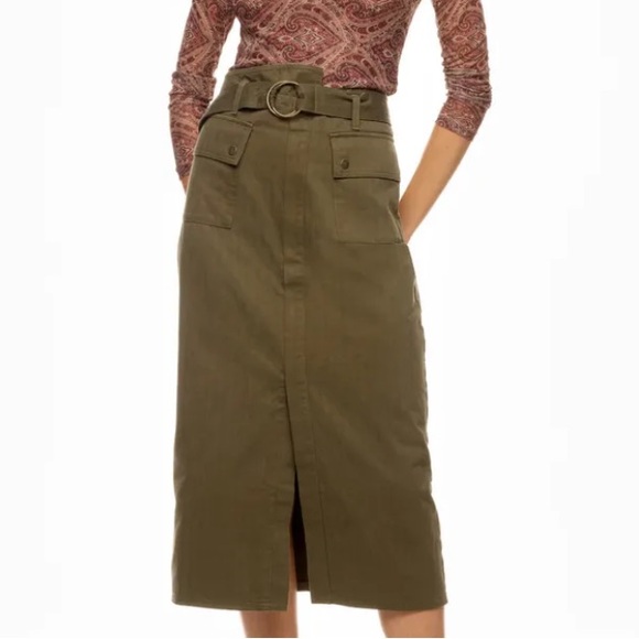 Marissa Webb Belted Utility Skirt Olive green Size 10 - Picture 1 of 9